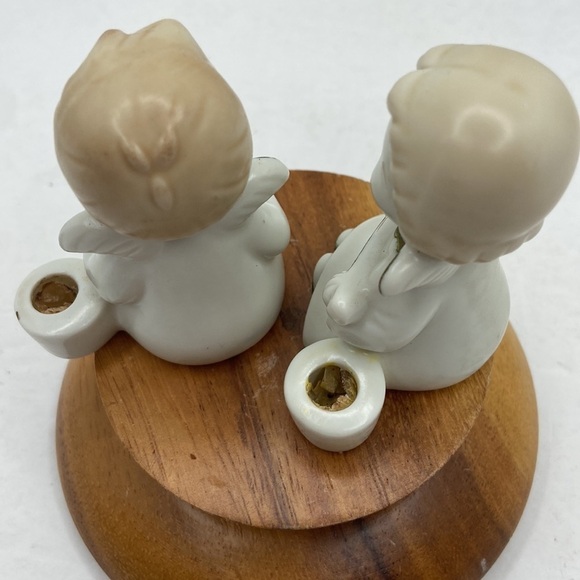 Vintage Porcelain Musical Boy and Girl Angel Candle Holders 2 Piece Set - Picture 7 of 8